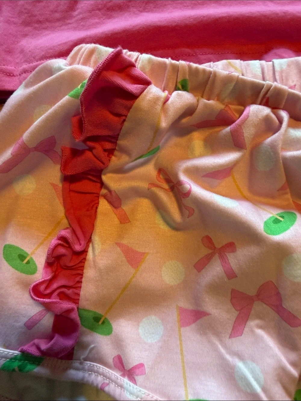 Girls' Pink Ruffle Tank Top & Printed Shorts Set